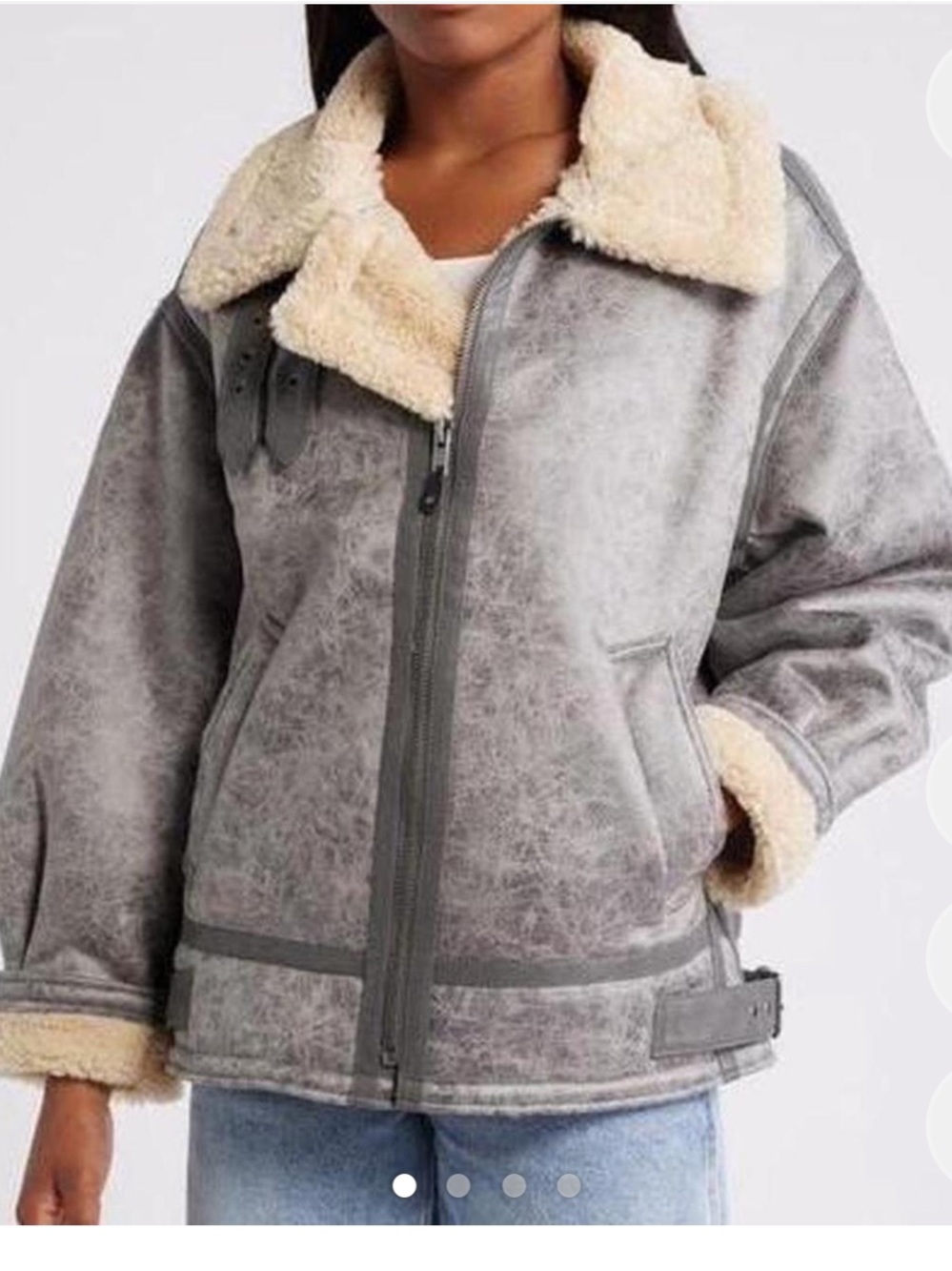 NEW BDG aviator jacket faux leather shearling small